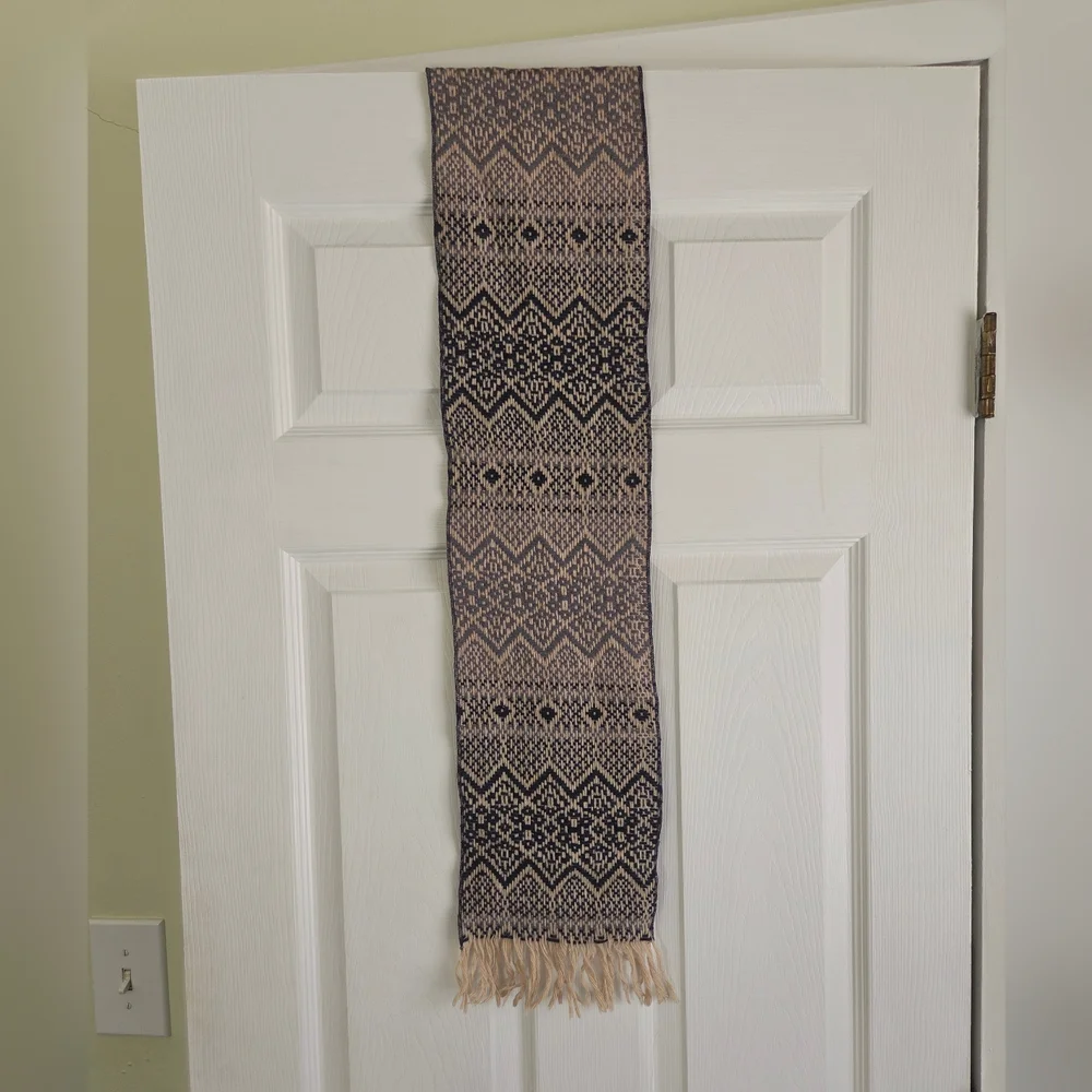 Vintage!!! Wool Geometric Patterned Knit Men Scarf